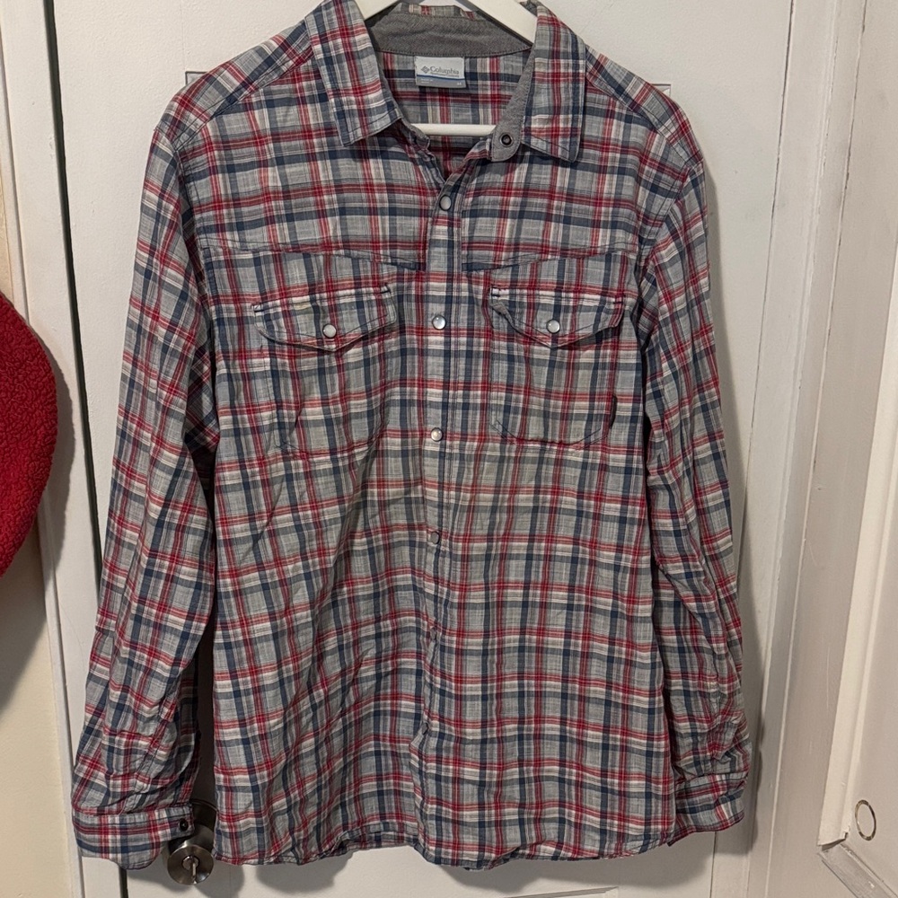 Columbia Red and Blue Plaid Shirt